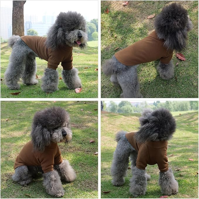 Lovelonglong Ribbed Dog T-Shirt Cotton Knitted Dog Sweaters for All Season Pet T-Shirts for Large Medium Small Dogs Coffee XL