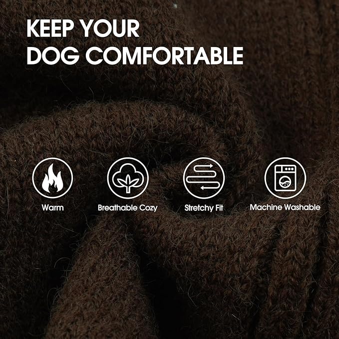 IECOii Great Dane Sweater,5XL Extra Large Sweater for Giant Breed Dogs in Winter,Turtleneck Cold Weather Knit Clothes,Machine Washable,Elastic Pullover for Saint Bernard,Mastiff (Brown,XXXXXL)