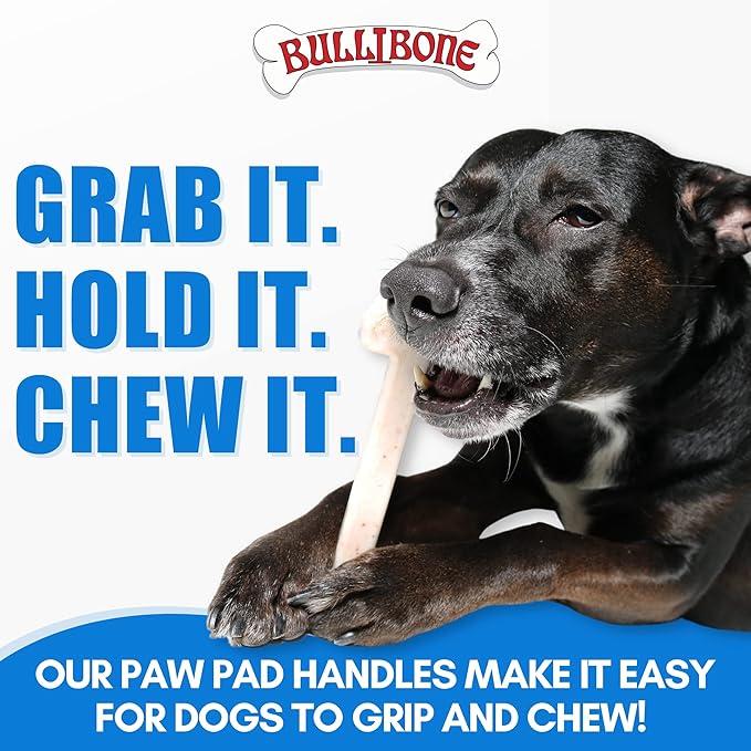 Bullibone Nylon Dog Chew Toy Nylon Bone - Improves Dental Hygiene, Easy to Grip Bottom, and Permeated with Flavor (Bacon, Large - 3 Pack)