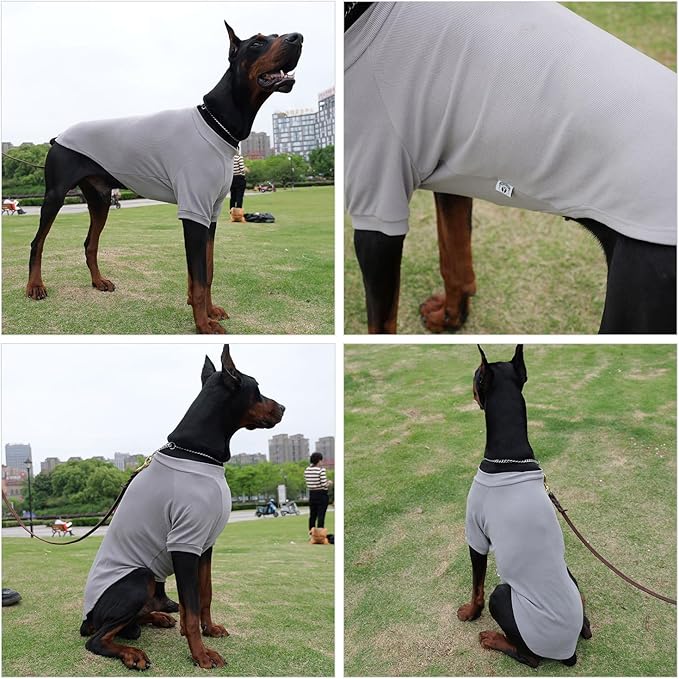 Lovelonglong Ribbed Dog T-Shirt Cotton Knitted Dog Sweaters for All Season Pet T-Shirts for Large Medium Small Dogs Dark Gray S