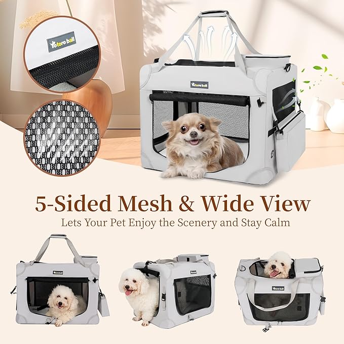 Extra Large Cat Carrier for 2 Cats Collapsible Soft Pet XL Crate for Large/Medium Cats 20lbs Car Travel Portable Bag with Water Bottle Slot For Long Trips (Black, 24.0"L x 16.5"W x 16.5"H)