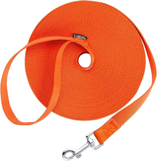 Siumouhoi Dog/Puppy Obedience Recall Training Agility Lead - 15ft 20ft 30ft 40ft 50ft Training Leash - Great for Play, Camping, or Backyard - Orange 50ft