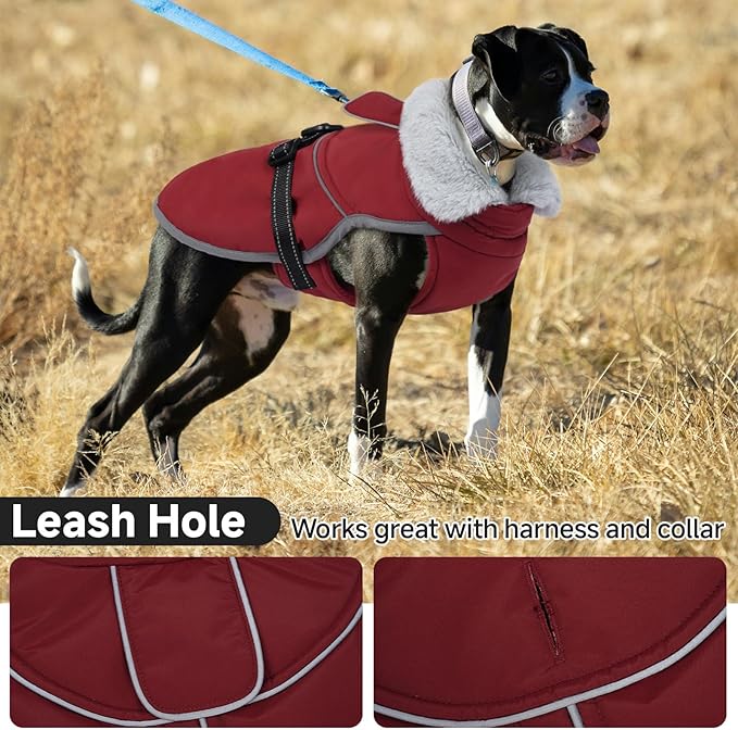 Lelepet Warm Dog Winter Coat Reflective Dog Jacket Fleece Vest Waterproof Windproof Cold Weather Coats with Adjustable Buckle Turtleneck Snowsuit for Small Medium Large Dogs,Rottweiler,Great Dane,XXXL