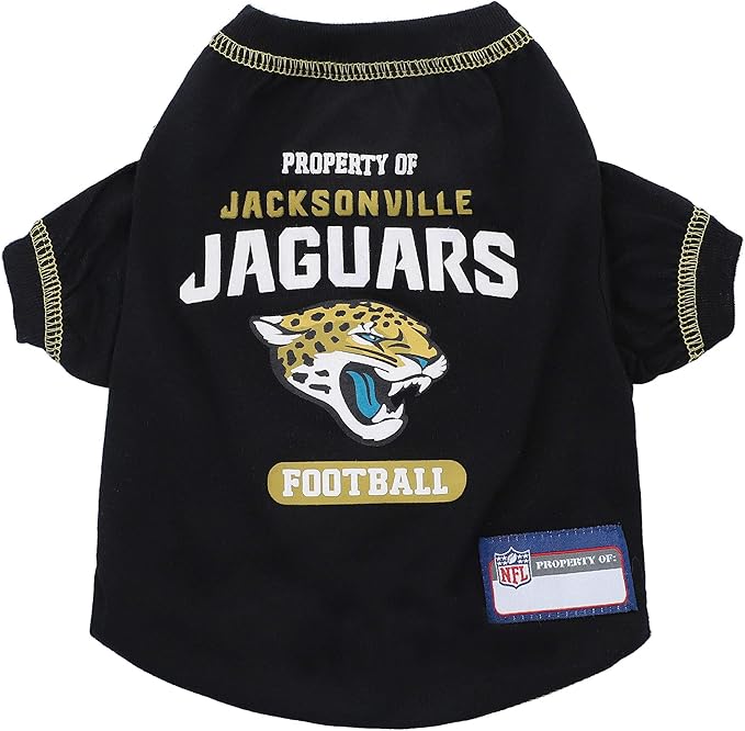 NFL Jacksonville Jaguars Dog T-shirt Large. - Licensed Shirt for Pets Team Colored with Team Logos- Premium Stretchable Materials for the comfort of your Dog & Cat