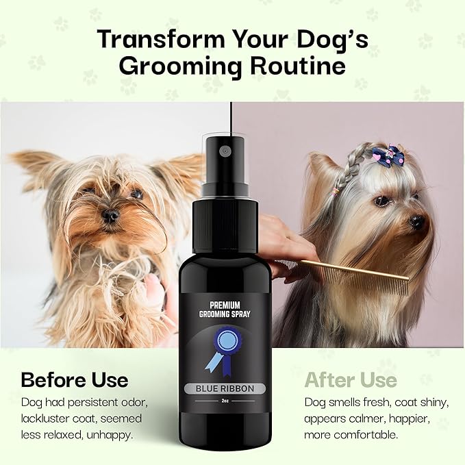 605Products Premium Dog Cologne & Odor Eliminator - Long Lasting Puppy Perfume, Deodorant & Essential Oils Grooming Spray, 2oz Blue Ribbon (3-Pack)