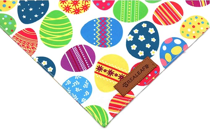 Realeaf Easter Dog Bandanas 2 Pack, Triangle Reversible Pet Scarf for Boy and Girl, Premium Durable Fabric, Holiday Bandana for Small Medium Large and Extra Large Dogs (Large)