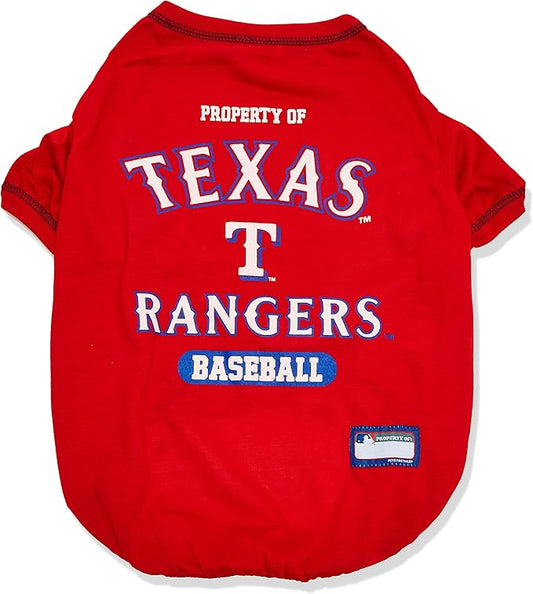 MLB Texas Rangers Dog T-Shirt, X-Large. - Licensed Shirt for Pets Team Colored with Team Logos. - Premium Stretchable Materials for The Comfort of Your Dog & cat.