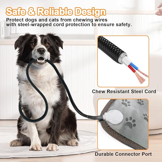 Bestio Extra-Large Dog Heating Pad 47×30 in Heated Dog Bed Intelligent Constant Temperature Switch and On Normally Open Function UL&MET Dual Authentication Metal Protective Tube-Paw