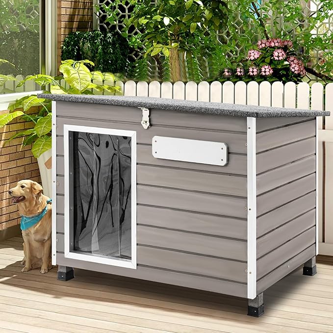 Dog House Outdoor Weatherproof Wooden Igloo Dog House with Raised Feet for Small Dogs Indoor & Outdoor, Dog Houses with Removable Floors, Waterproof House for Small Dogs Outside PET63
