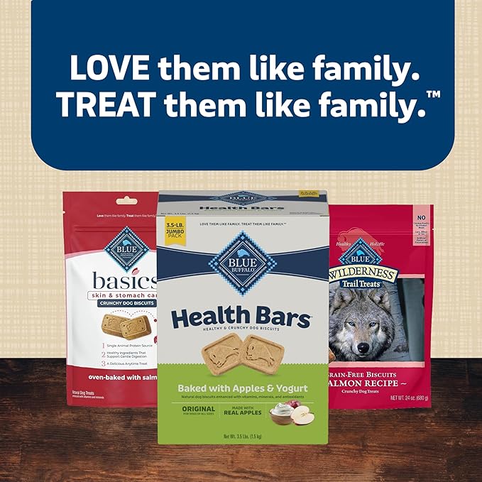 Blue Buffalo Health Bars Oven-Baked with Natural Ingredients, Apples & Yogurt Crunchy Dog Biscuits, 3.5 lbs.