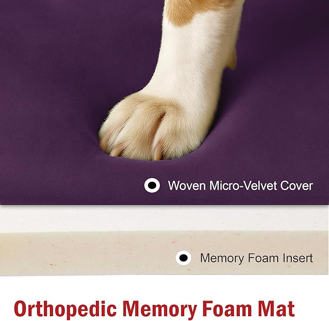 Majestic Pet Orthopedic Memory Foam Dog Crate Mat - Plush Pet Bed Pad for Crates & Kennels | USA Crafted | 48"x30" Villa Aubergine