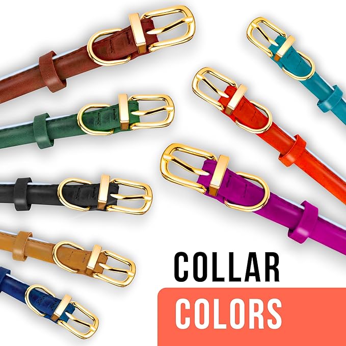 OOPSDOGGY Reflective Rolled Leather Dog Collar Adjustable Soft Padded Pet Collar for Small Medium Large Breed Dogs (Green, L, 14"-18")