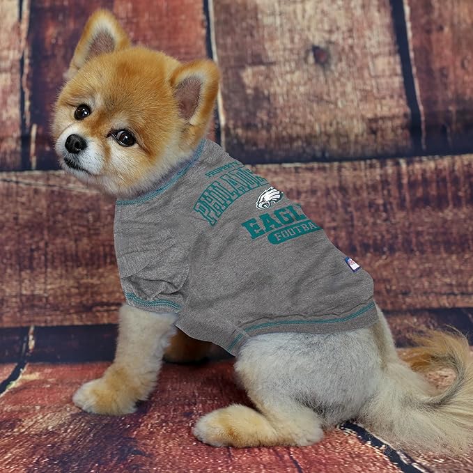 NFL Philadelphia Eagles Dog T-shirt X-Small. - Licensed Shirt for Pets Team Colored with Team Logos- Premium Stretchable Materials for the comfort of your Dog & Cat