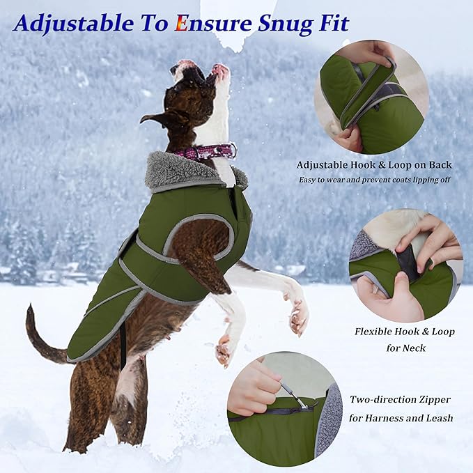 Dogcheer Dog Winter Coat,Fleece Collar Jacket Warm Vest Reflective Adjustable Sweater for Cold Weather,Windproof Waterproof Snow Coat for Small Medium Large Dogs,XXXL(Chest Girth 34.6-45.3,Back 28.7)