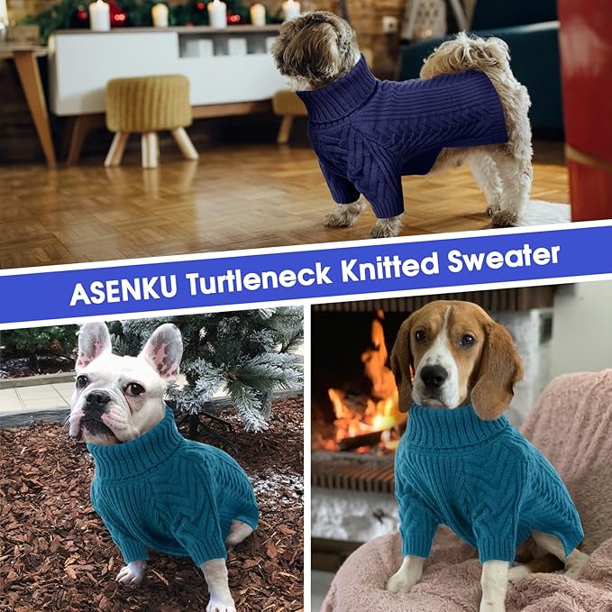 ASENKU Extra-Large Dog Sweater, Dog Sweaters for Extra Large Dogs, Pet Sweatshirt Apparel Turtleneck Pullover Winter for Doberman, Great Dane (Royal Blue, 4XL)