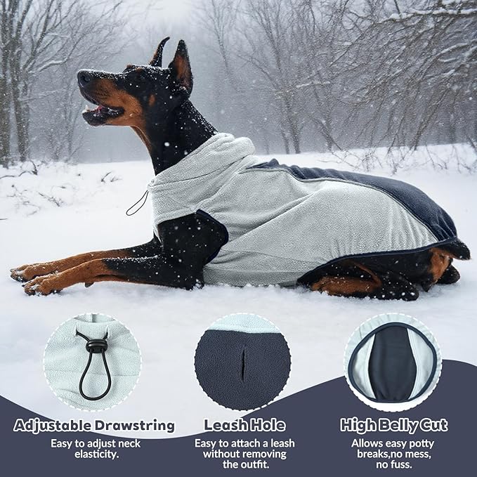 IECOii Small Dog Sweater, Turtleneck Dog Sweatshirt Stretchy Pullover Fleece Sweater for Fall Winter, Reflective Pullover Dogs Hoodie for Small Dogs Girl Boy, Boston Terrier, French Bulldog, Blue, M