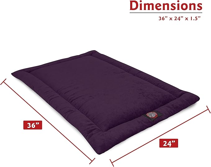 Majestic Pet Orthopedic Memory Foam Dog Crate Mat - Plush Pet Bed Pad for Crates & Kennels | USA Crafted | 36"x23" Villa Aubergine
