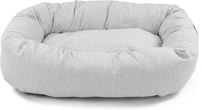 Majestic Pet 32 Inch Bagel Calming Dog Bed - Washable, Cozy Soft Round With Spine Support - Fluffy Donut 32x23x7 Inch Medium Pet Bed for Dogs to Rest Their Head - Gray