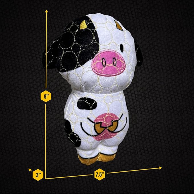 Bite Force -Durable & Strong Dog Toy Cow with Squeaker, Kevlar-Reinforced for Aggressive Chewers for Small Medium Large Dogs - Green.