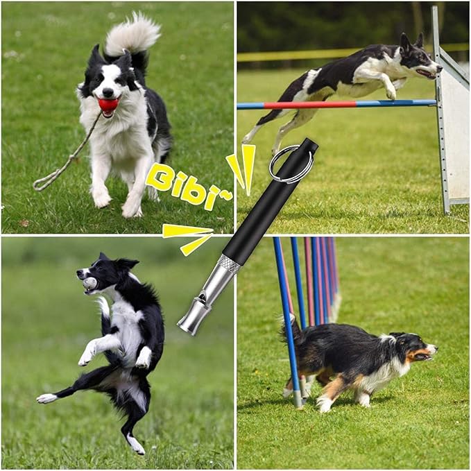 2 Pcs Dog Ttraining Whistles，Adjustable Silent Dog Whistle，with Lanyard，Black and White