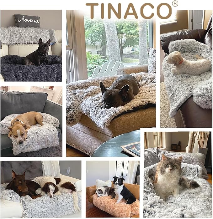 Calming Dogs/Cats Bed Mats, Dog Pad Washable Removable Couch Cover, Plush Long Fur Mat for Pets, Waterproof Lining, Perfect for Small, Medium and Large Dogs and Cats (Desert Brown, 45"x37")