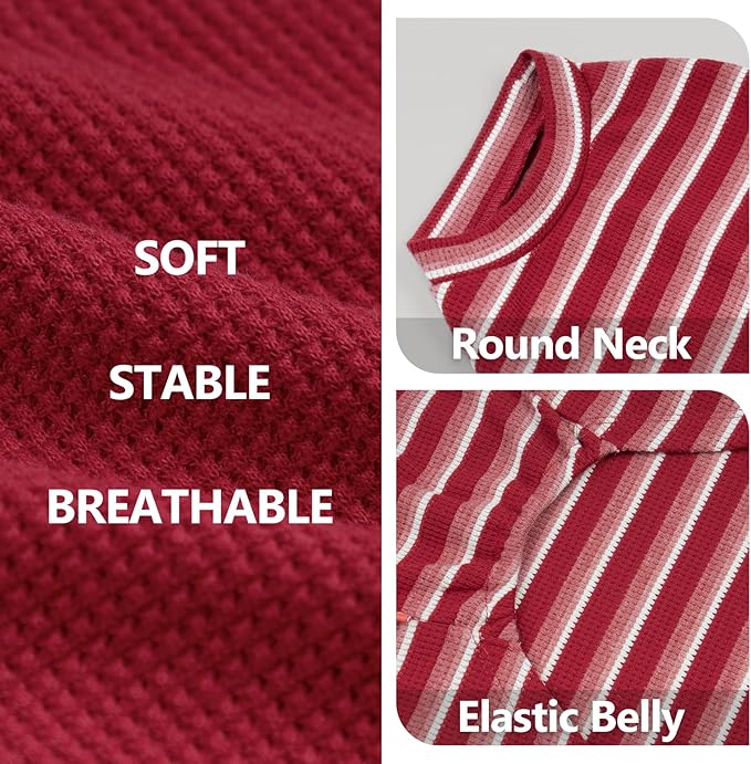 KYEESE 2Pack Waffle Dog Shirts for Large Dogs Stretchy T-Shirts Lightweight Tank Top Sleeveless Striped Shirt Vest Soft Breathable Pet Apparel, XXX-Large, Red+Striped