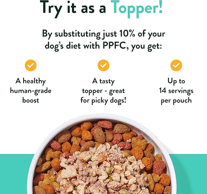 Portland Pet Food Company Fresh Dog Food Pouches - Human-Grade Toppers Wet Pet Meal & Mixers - Small & Large Breed Puppy & Senior Dogs - Gluten-Free, Limited Ingredient Rosie’s Beef N' Rice - 5 Pack