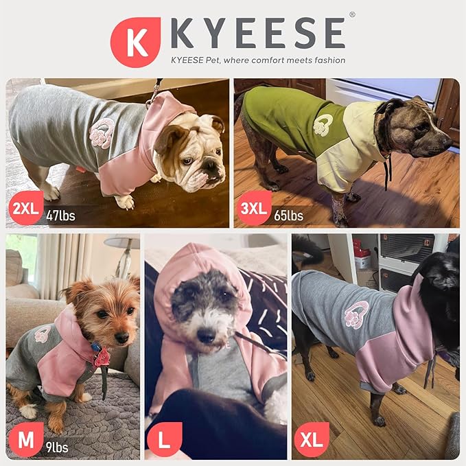 KYEESE Dog Hoodie Stretchy Pet Sweatshirt with Drawstring Soft Dog Clothes for Small Dogs Dogs Winter Coat for Cold Weather Warm Pet Clothes Comfort Cat Sweater Cat Coat with Leash Hole