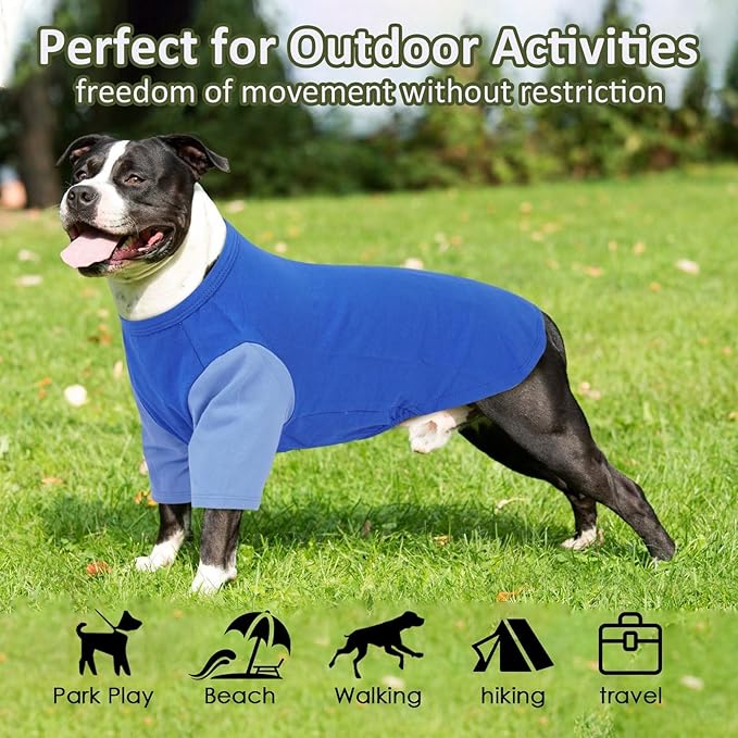 2 Pack X-Large Dog Shirts - Breathable Lightweight Durable Tees, Durable Moisture-Wicking Clothes for Beagle, Bullmastiff, Sleeping Hot Summer Day Outdoor Activities, Travel, Seaside, Blue