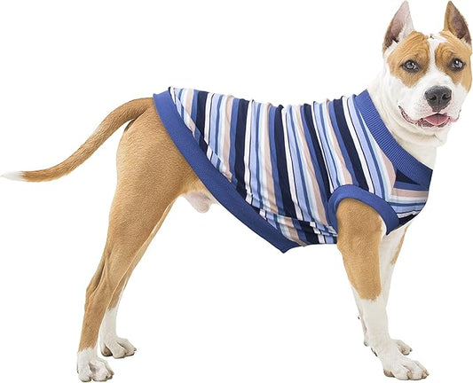 Extra Large Dog T Shirts Clothes Sleeveless Tank Top Vest for Labrador Rottweiler Great Dane, Blue, 4X-Large