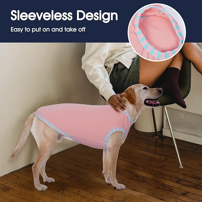 IECOii 2 Pack Summer Dog Shirt | Stretchy Fade-Resistant Fabric, Machine Washable Convenient,Home & Outdoor Clothes Fit for Medium Breeds, Pink+Green, XL