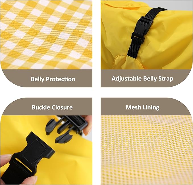 MAMORE Dog Raincoat Waterproof, Lightweight Adjustable Dog Rain Coat Hooded Poncho with Reflective Strip for Large Medium Small Dogs(Yellow, Medium)