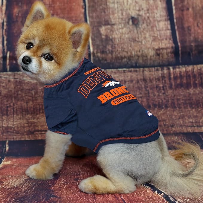 NFL Denver Broncos Dog T-shirt X-Large. - Licensed Shirt for Pets Team Colored with Team Logos- Premium Stretchable Materials for the comfort of your Dog & Cat
