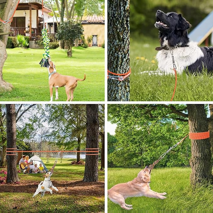 Dog Outdoor Bungee Tug Hanging Toy, Tether Tug of War Toys for Pitbull Small Large Aggressive Chewers Dogs to Exercise Solo Play, Tree Tugger Interactive Tug Toy, Dog Rope Toys