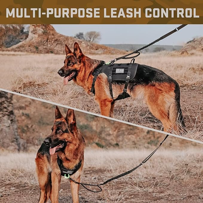 Forestpaw Dog Harness Medium Sized,Tactical Dog Harness with Handle,No Pull Military Style Service Dog Vest with Pockets Adjustable for Medium Dogs,Black,Chest 21.5-45"