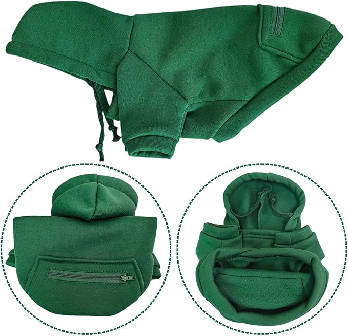 Jecikelon Pet Dog Cold Weather Coat with Pocket Winter Dog Hoodie Warm Puppy Clothes for Small Dogs Chihuahua Clothing (Green, Large)