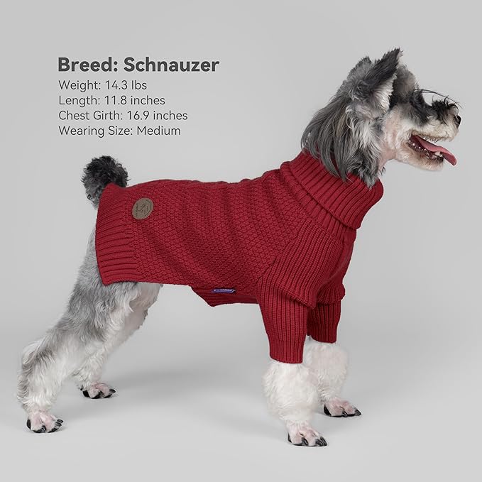 cyeollo 4XL Dog Sweater,Knitwear Turtleneck Pullover Sweaters Fall Winter Dog Clothes Sweaters for Large Dogs Female, Burgundy Red XXXXL