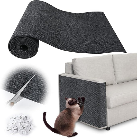 Cat Scratch Furniture Protector - 118" x 17" Trimmable Self-Adhesive Cats Claws Scratch Pads, DIY Cat Climbing Couch Protector for Scratch Post Cat Tree Replacement Indoor (Dark Gray)