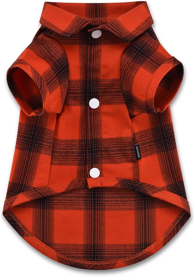 Koneseve Dog Shirt Plaid Dog Clothes for Small Dogs Boy Girl Cat Clothes Soft Puppy Outfit Adorable Pet T-Shirts Kitten Grid Costume Apparel Thanksgiving Christmas Clothing (Red#1; 2XL)