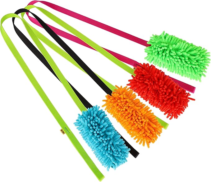 Dingo Dog Tug of War Toy - Outdoor Dog Toy with Long Lead for Training, Shaggy Dog Toy, Soft Nubby-Textured, Noodle Plush with, Motivation and Fun 15577, Assorted Colors