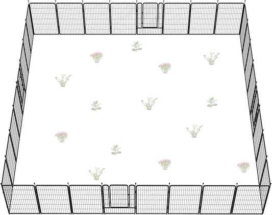 FXW Garden Fence Outdoor for The Yard – 45in(H) x 71.3ft(L) Heavy Duty Metal Animal Barrier for Dog and Rabbit, Decorative Dog Fence, 32 Panels, Black