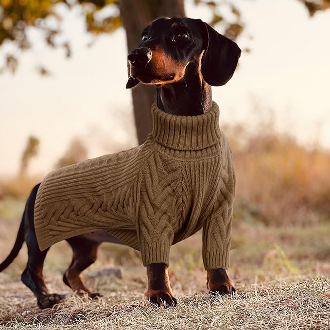 ASENKU XXL Dog Sweater, Dog Sweaters for Extra Large Dogs,Pet Sweatshirt Apparel Turtleneck Pullover Winter Dog Outfits for Pitbull, Labrador Retriever(Coffee, 2XL)