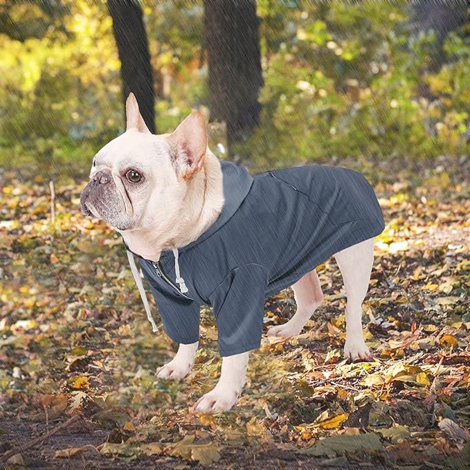 Dog Raincoat rain Jacket Raincoat Dogs Waterproof Small Medium Breeds Zip Closure Storage Pocket Harness Hole Blue S