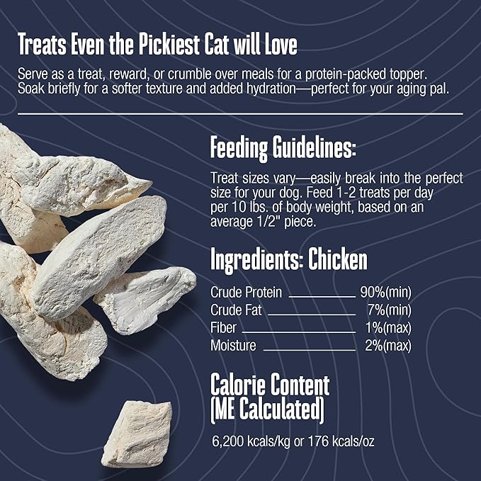 Whole Life Cat Just One Chicken Freeze Dried Cat Treats - Human Grade High Protein Food, Healthy Training Snacks, Freeze Dried Chicken Food Toppers, USA Made Natural Treats - 9 oz (Pack of 1)