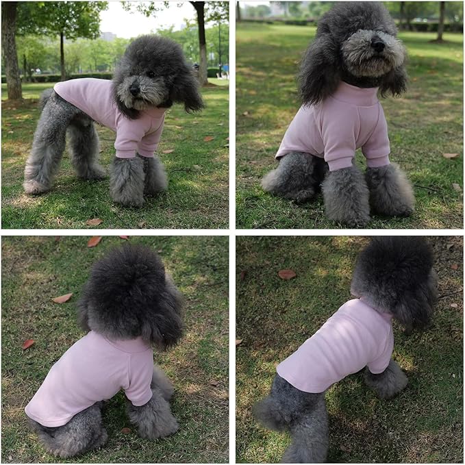 Lovelonglong Ribbed Dog T-Shirt Cotton Knitted Dog Sweaters for All Season Pet T-Shirts for Large Medium Small Dogs Light Pink S