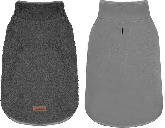 cyeollo Medium Dog Coat, Sherpa Dog Winter Coat Reversible Fleece Dogs Jackets Warm Doggie Sweater Vest for Small Medium Dogs Male with Leash Hole Soft Cold Weather Pet Clothes, Dark Grey XL