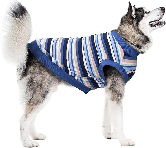 Extra Large Dog T Shirts Clothes Sleeveless Tank Top Vest for Labrador Rottweiler Great Dane, Blue, 6X-Large