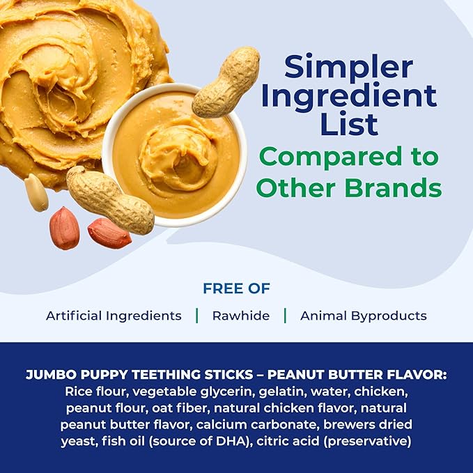N-Bone Jumbo Puppy Teething Sticks Peanut Butter Flavor Dog Treats, 7 Count 7.28-oz Bag