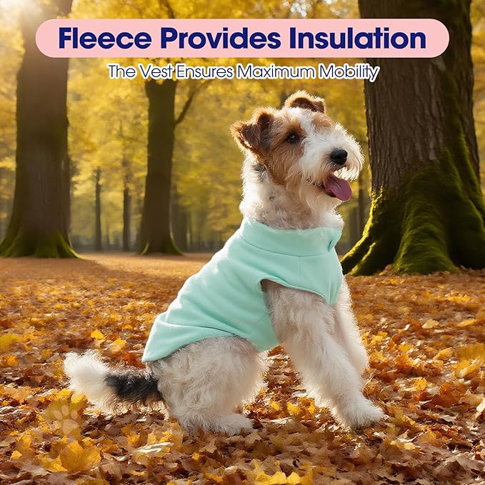 FUAMEY Dog Fleece Vest for Large Dogs,Warm Stretchy Dog Sweatshirts Pullover with Leash Hole Dogs Sweater Soft Pet Turtleneck Cozy Pet Vest Lightweight Sleeveless Blue XXL