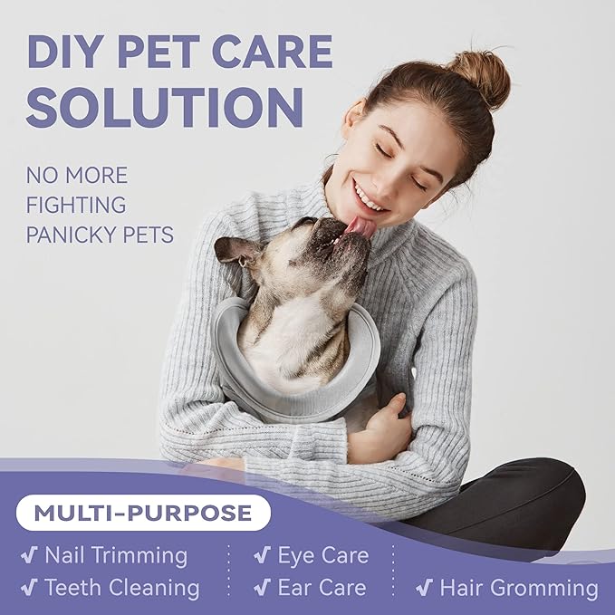 Dog Grooming Hammock Harness for Dogs & Cats with Pet Nail Clipper Trimmer - Cat Hanger Sling for Trimming Clipping Nails- Dog Hammock Restraint Bag for Small Medium Large pet （ Grey XS）